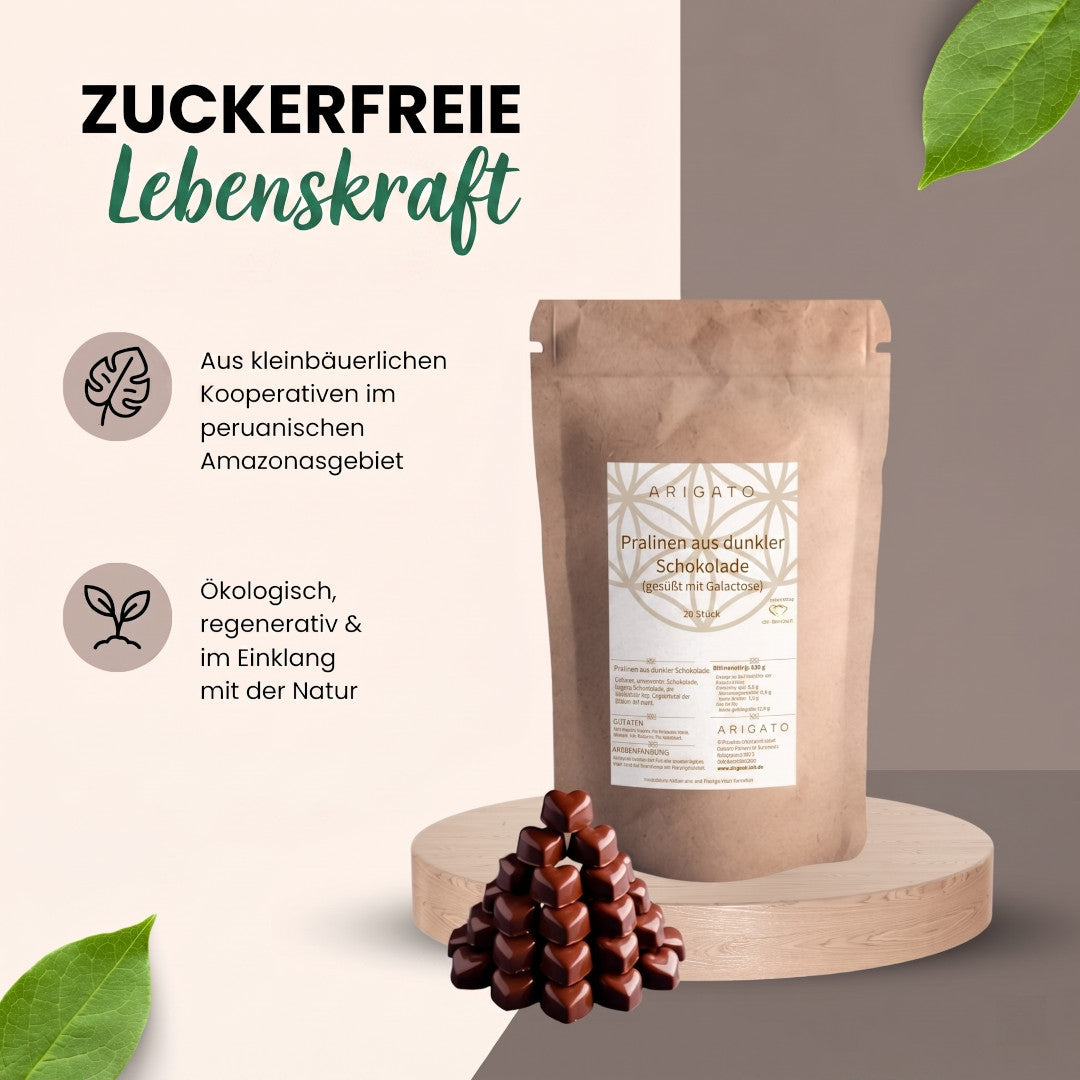 Pralinen aus dunkler Schokolade (gesüßt mit Galactose)