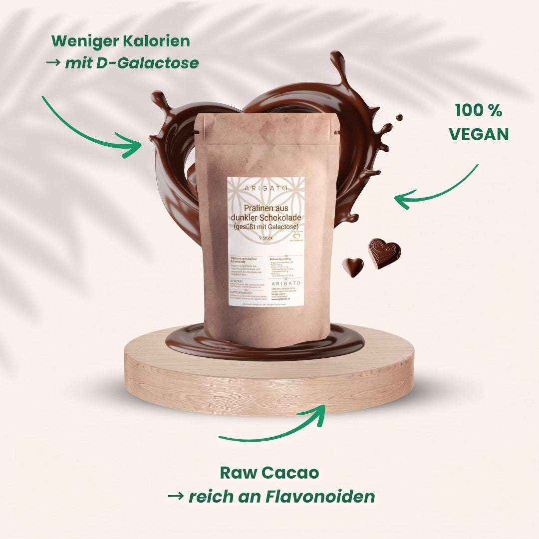 Pralinen aus dunkler Schokolade (gesüßt mit Galactose)