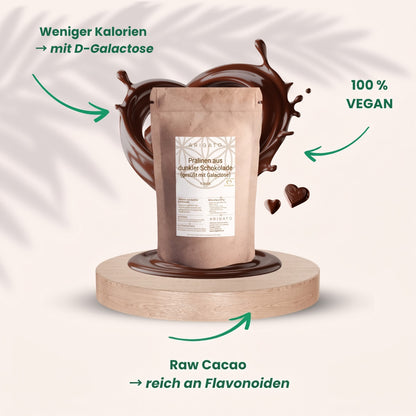 Pralinen aus dunkler Schokolade (gesüßt mit Galactose)