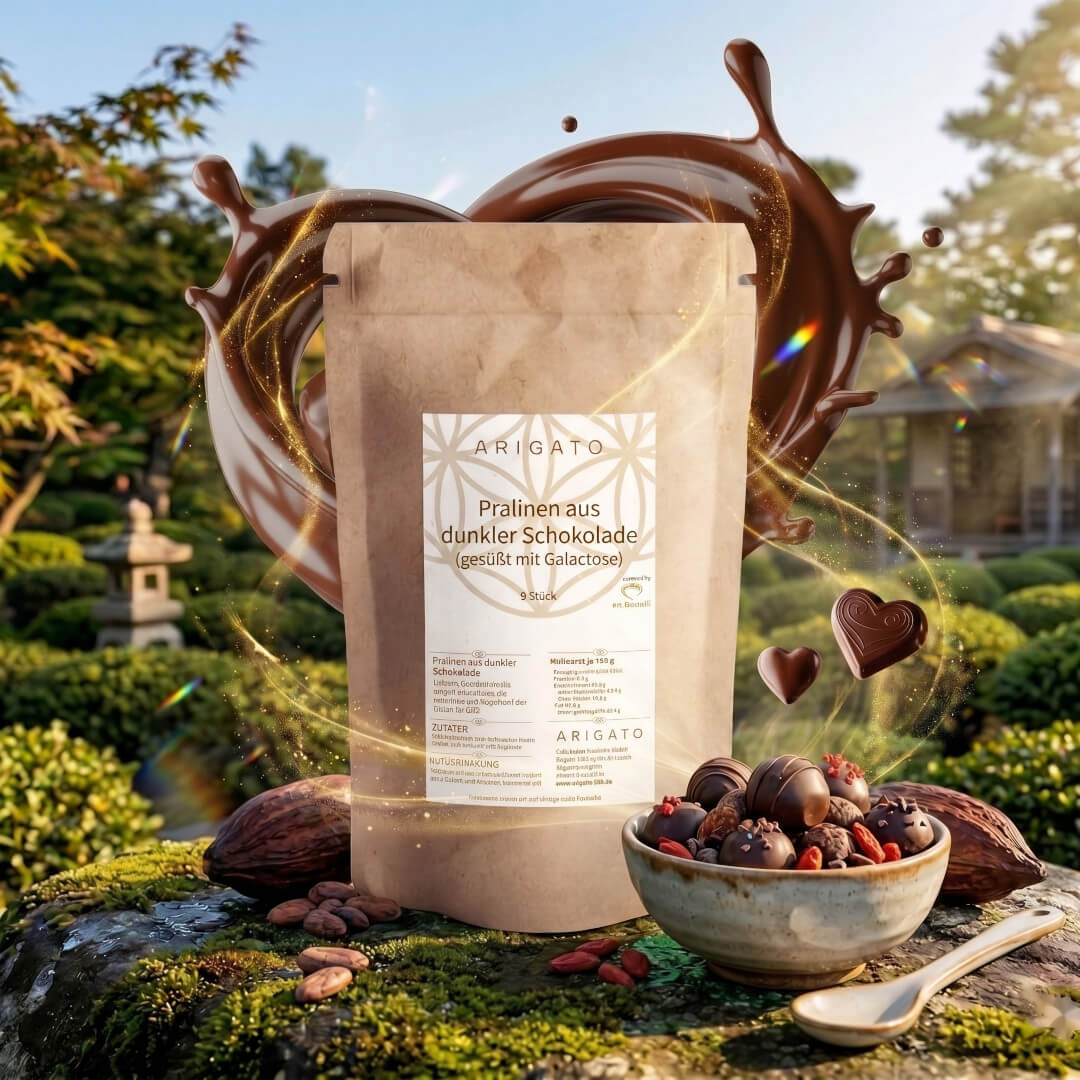 Pralinen aus dunkler Schokolade (gesüßt mit Galactose)